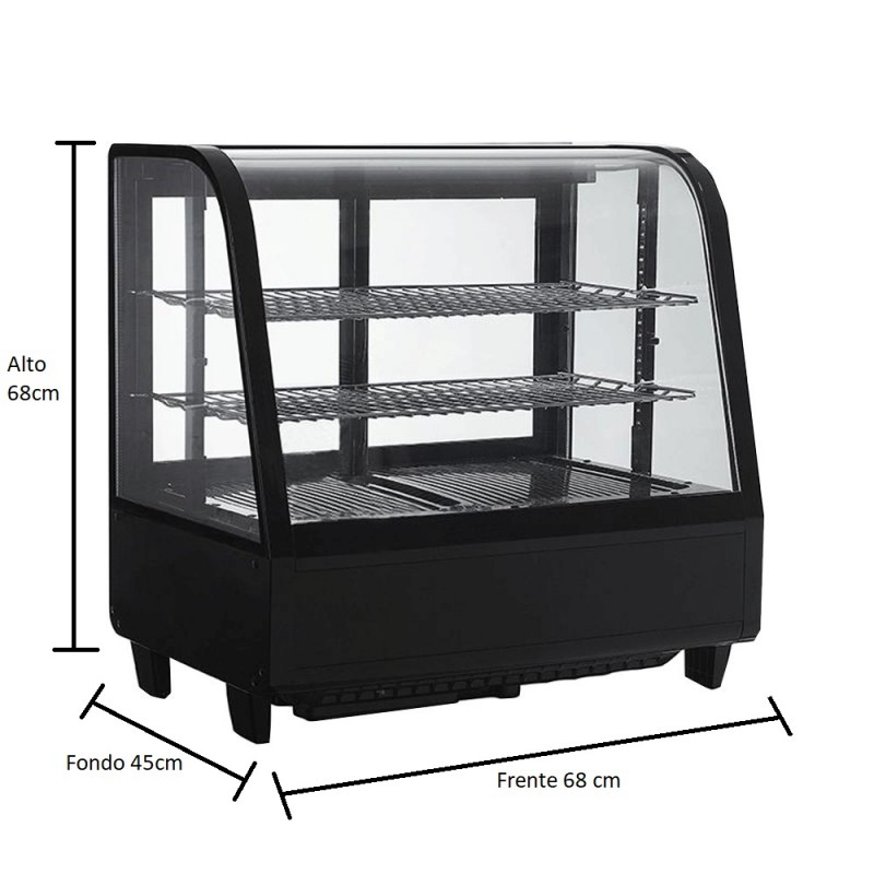 Vitrina Refrigerada RTW-100 - Vitrina Sobre Mostrador con Vidrio Curvo