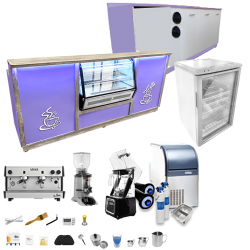 Barra Cafeteria Vita 2.40mts, Cafetera NUOVA NERA 2, Semiautomatica, Licuadora K80 Vitrina...