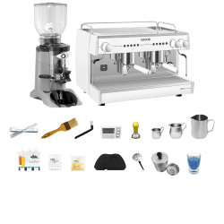 Paquete Básico Cafetería (Cafetera Vetro Blanca + Molino CT2)