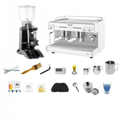 Paquete Básico Cafetería (Cafetera Vetro Blanca + Molino CT2)