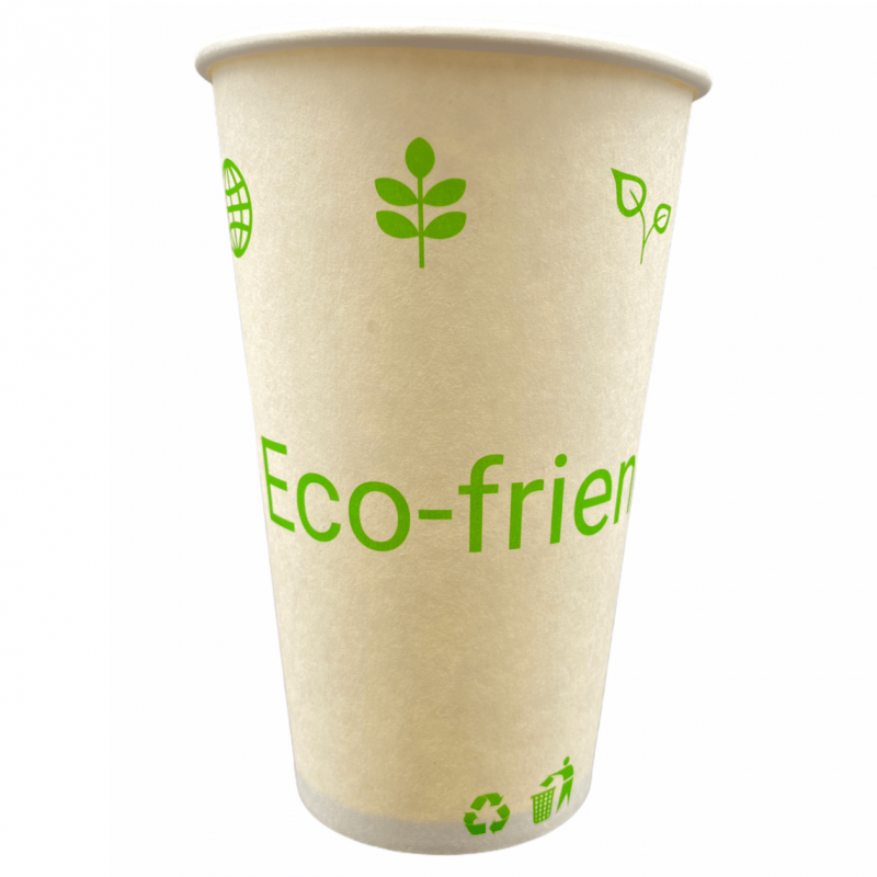 Vaso de Papel Biodegradable Decorado 16oz, Manga 50pz