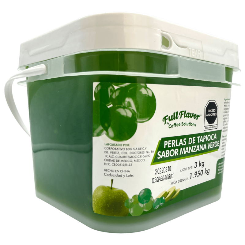 Perlas Explosivas Sabor Manzana Verde, Bote de 3 Kilos