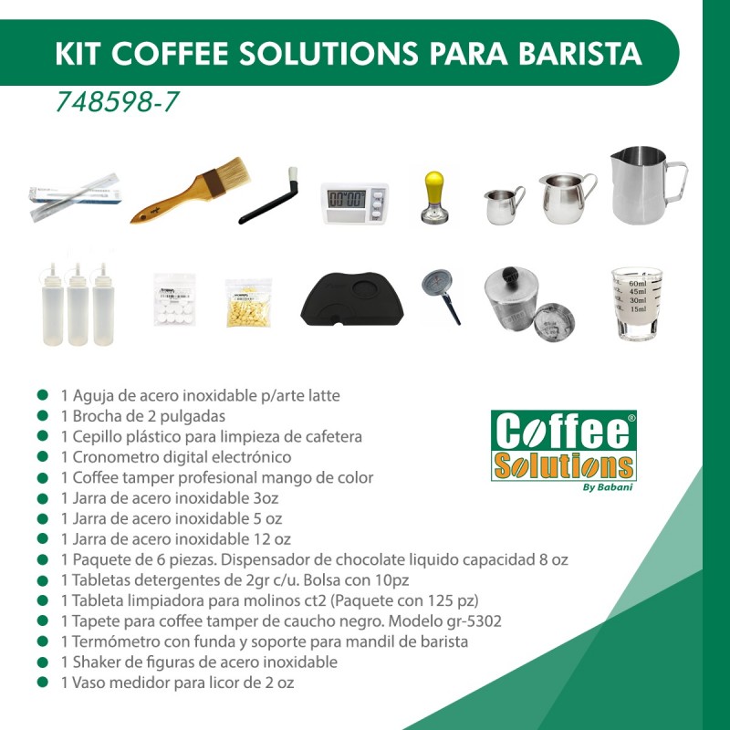 Kit de Accesorios Para Barista Coffee Solutions.