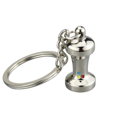 Llavero Miniatura de Tamper de Café Color Plata para Baristas