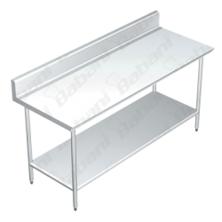 Mesa de Tajo con Lambrín CON Entrepaño - 2.00 X 0.70 X 0.90    Acero Inoxidable Tipo 304