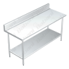 Mesa de Tajo con Lambrín CON Entrepaño - 2.00 X 0.70 X 0.90    Acero Inoxidable Tipo 304