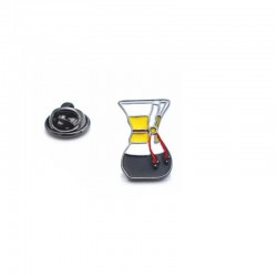 Pin en Forma de Chemex con Detalles Amarillos y Rojos - Accesorio para Amantes del Café