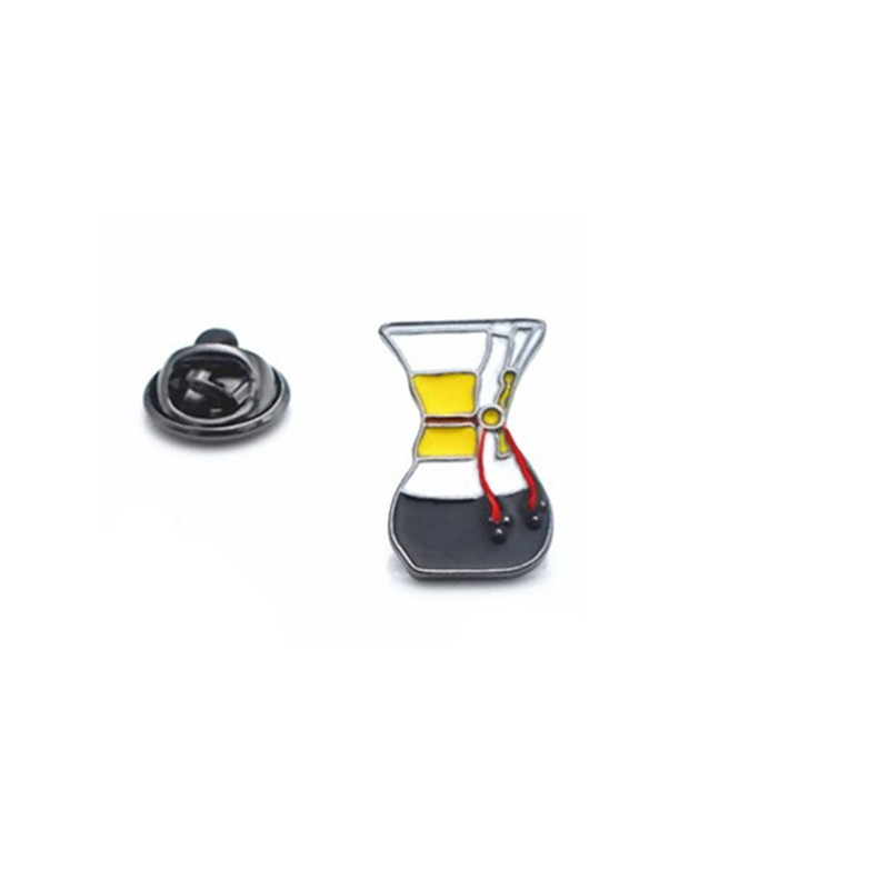 Pin en Forma de Chemex con Detalles Amarillos y Rojos - Accesorio para Amantes del Café