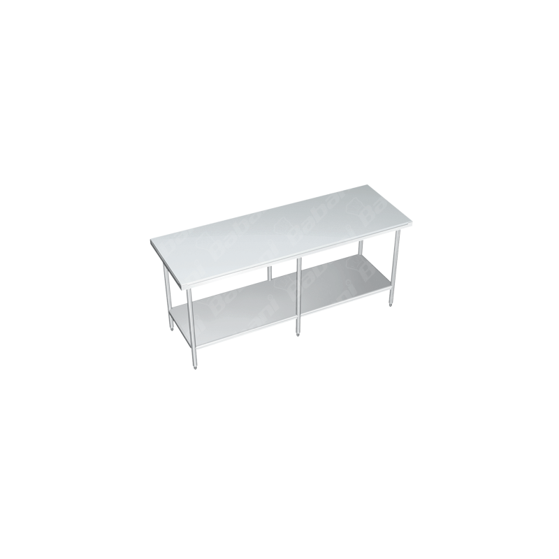 Mesa de Tajo en Isla  CON Entrepaño - 2.00 X 0.70 X 0.90    Acero Inoxidable Tipo 304