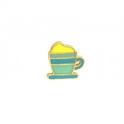 Pin en Forma de Taza de Café Verde y Amarillo - Accesorio para Amantes del Café
