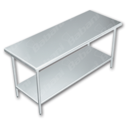 Mesa de Trabajo en Isla CON Entrepaño - 1.80 X 0.70 X 0.90    Acero Inoxidable Tipo 304