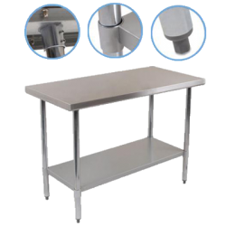 Mesa de Trabajo en Isla con Entrepaño T304 1.83 x 0.76 x 0.87 mts.
