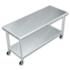 Mesa Móvil en Isla CON Entrepaño - 1.50 X 0.70 X 0.90   Acero Inoxidable Tipo 304