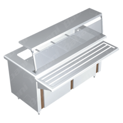 Gabinete Baño María a Gas para 2 Insertos - 0.90 x 0.70 x 0.90   Acero Inoxidable Tipo 304
