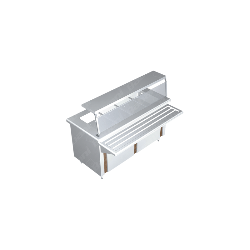 Gabinete Baño María a Gas para 6 Insertos - 2.10 X 0.70 X 0.90   Acero Inoxidable Tipo 304