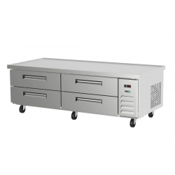 Base de Chef Refrigerada con 4 Cajones (2 GN-1/1 cada uno) - Cubierta con Borde Antiderrame