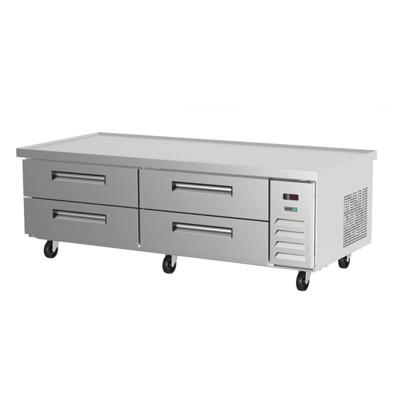 Base de Chef Refrigerada con 4 Cajones (2 GN-1/1 cada uno) - Cubierta con Borde Antiderrame